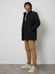 Threadbare Black Showerproof Mock Layer Funnel Neck Coat - Image 3 of 7