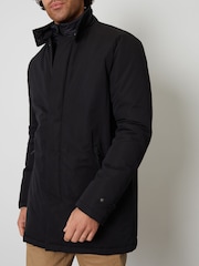Threadbare Black Showerproof Mock Layer Funnel Neck Coat - Image 4 of 7