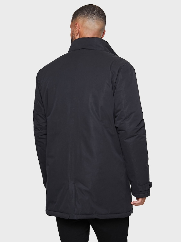 Threadbare Black Showerproof Mock Layer Funnel Neck Coat - Image 7 of 7 Threadbare Black Showerproof Mock Layer Funnel Neck Coat - Image 7 of 7