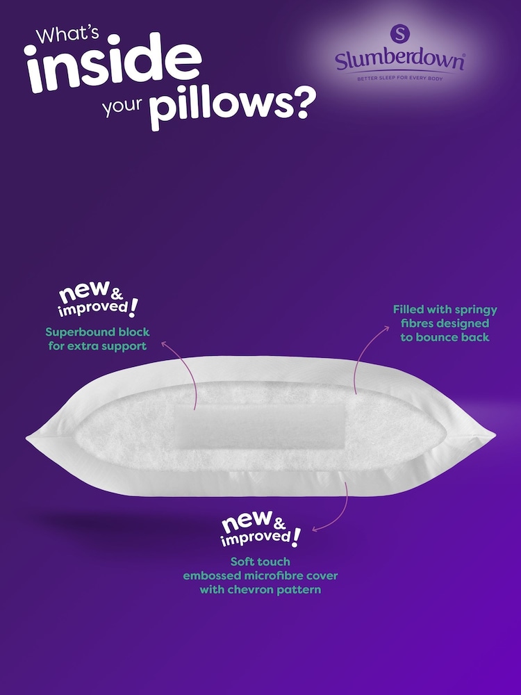 Slumberdown 2 Pack Firm Super Support Side Sleeper White Pillows - Image 6 of 6