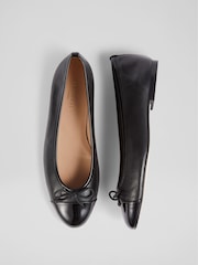 LK Bennett Black Leather And Patent Kara Toe Cap Ballerinas - Image 3 of 4