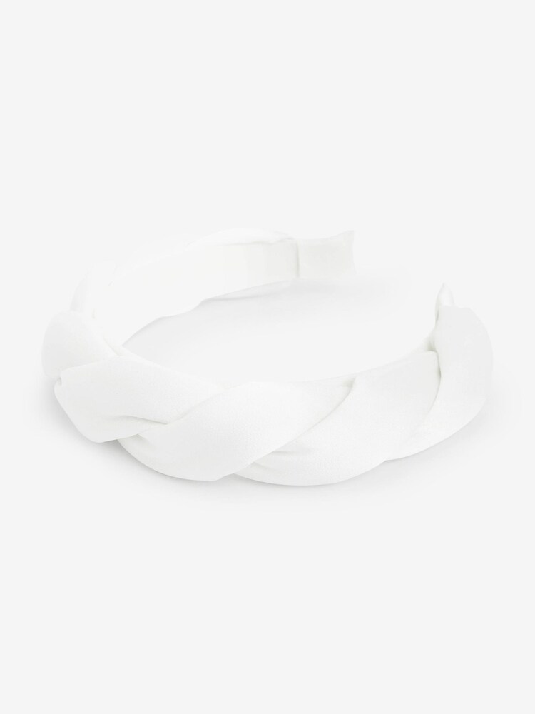 White Satin Padded Twist Headband - Image 1 of 2