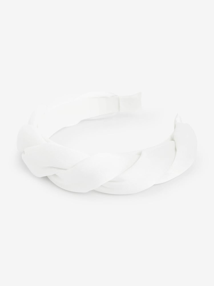 White Satin Padded Twist Headband - Image 1 of 2 White Satin Padded Twist Headband - Image 1 of 2