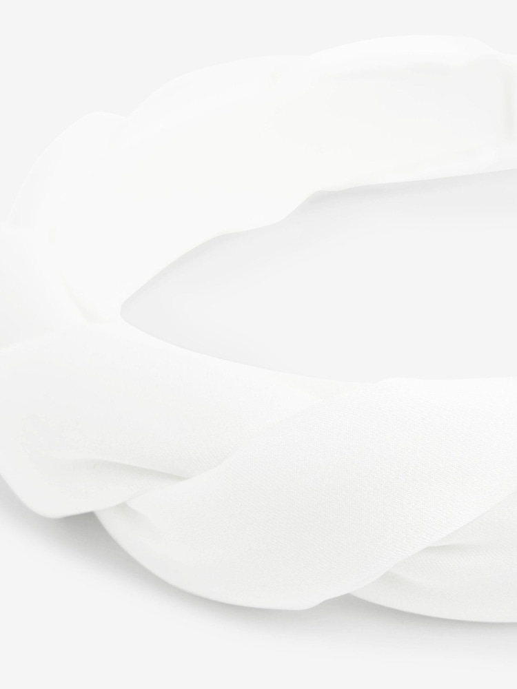 White Satin Padded Twist Headband - Image 2 of 2