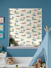 Cath Kidston Cream Kids Fast Cars Made to Measure Roman 100% Cotton Blind - Image 5 of 6