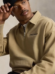 Polo Ralph Lauren Brown Polo Sport Back Print Quater Zip Sweatshirt - Image 3 of 6