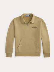 Polo Ralph Lauren Brown Polo Sport Back Print Quater Zip Sweatshirt - Image 6 of 6