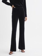 Reiss Black Joy Velvet Flared Trousers - Image 1 of 6