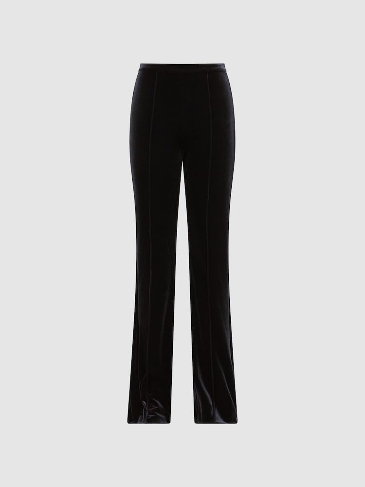 Reiss Black Joy Velvet Flared Trousers - Image 2 of 6