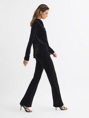 Reiss Black Joy Velvet Flared Trousers - Image 6 of 6