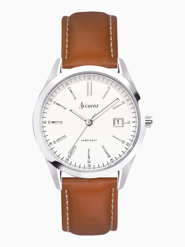 Accurist Mens Brown Everyday Leather Strap Analogue Watch - Image 1 of 7