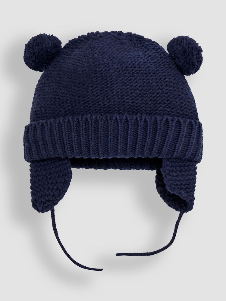 JoJo Maman Bébé Navy Blue Cosy Pom Pom Hat - Image 1 of 4