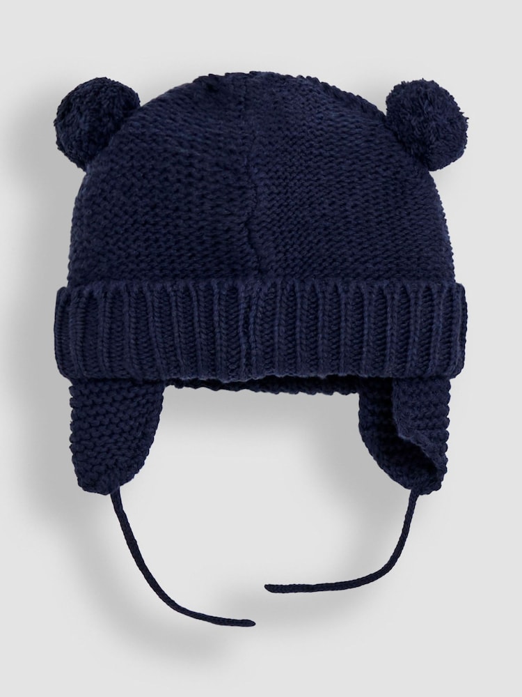 JoJo Maman Bébé Navy Blue Cosy Pom Pom Hat - Image 2 of 4