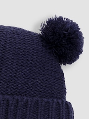 JoJo Maman Bébé Navy Blue Cosy Pom Pom Hat - Image 3 of 4