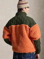 Polo Ralph Lauren Orange Polo Sport Shaggy Hi Pile Quater Zip Fleece Top - Image 2 of 8