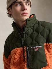 Polo Ralph Lauren Orange Polo Sport Shaggy Hi Pile Quater Zip Fleece Top - Image 4 of 8