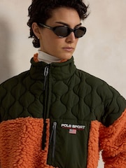 Polo Ralph Lauren Orange Polo Sport Shaggy Hi Pile Quater Zip Fleece Top - Image 5 of 8