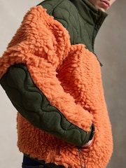Polo Ralph Lauren Orange Polo Sport Shaggy Hi Pile Quater Zip Fleece Top - Image 6 of 8