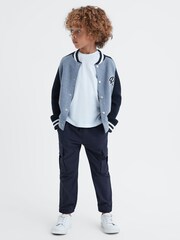Reiss Blue Melange Belsize 3-9 yrs Varsity Bomber Jacket - Image 3 of 6