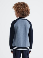 Reiss Blue Melange Belsize 3-9 yrs Varsity Bomber Jacket - Image 4 of 6