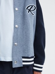 Reiss Blue Melange Belsize 3-9 yrs Varsity Bomber Jacket - Image 5 of 6