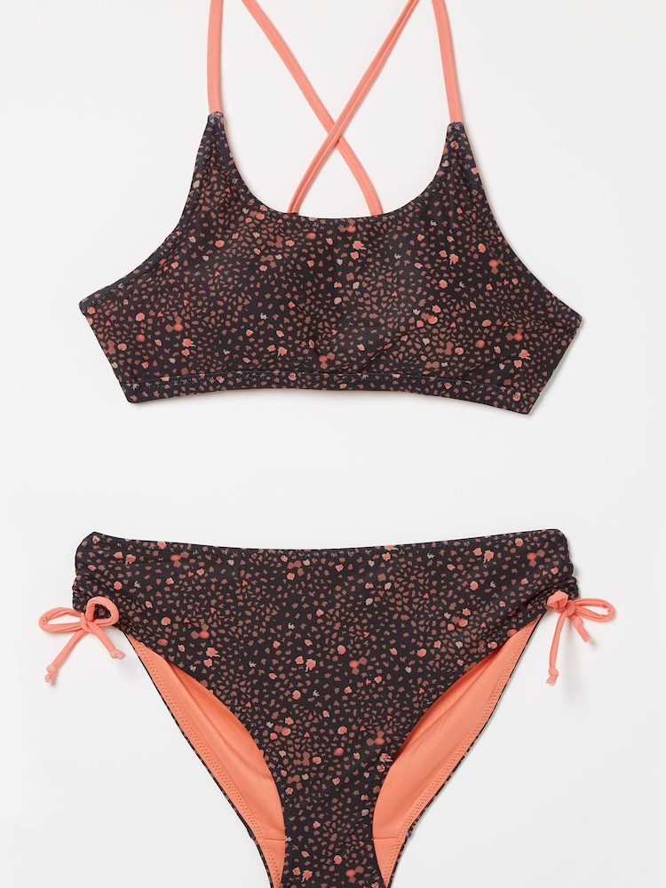 FatFace Animal Spot Black Tie Bikini Bottoms - Image 2 of 2