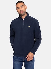 Threadbare Navy Blue Quarter Zip Fleece Sweatshirt - Image 1 of 4