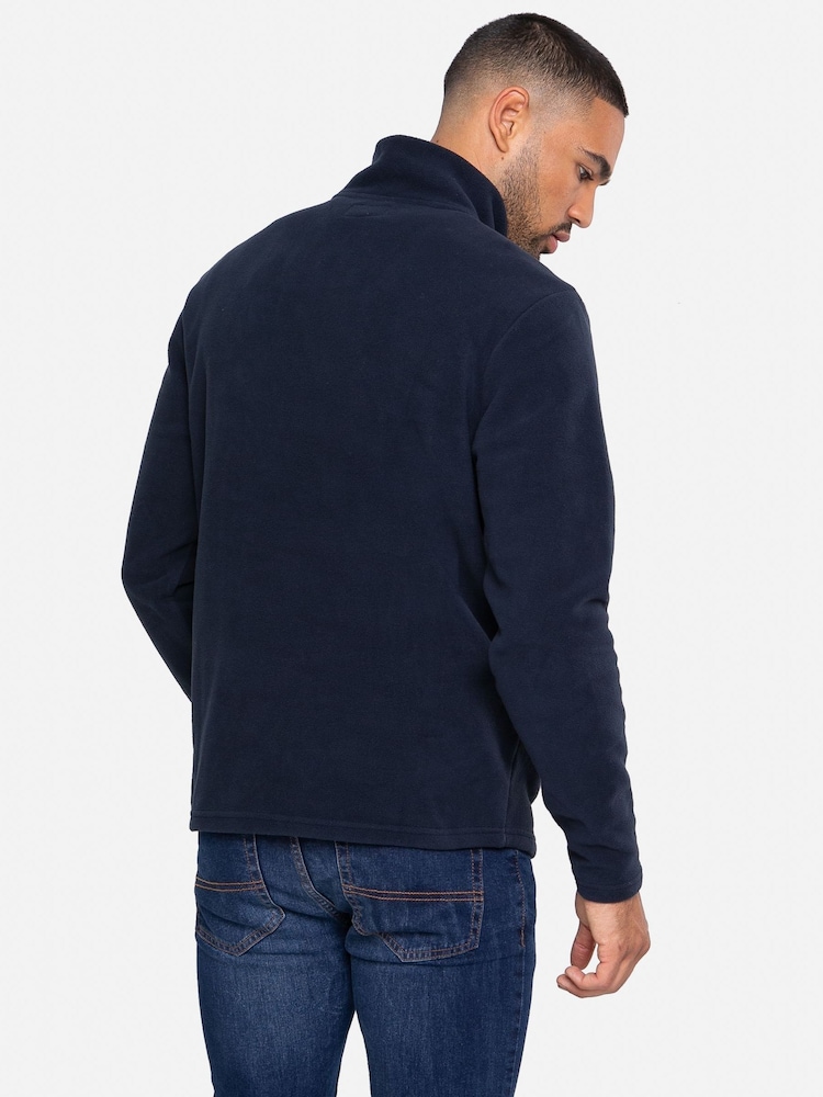 Threadbare Navy Blue Quarter Zip Fleece Sweatshirt - Image 2 of 4