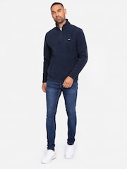Threadbare Navy Blue Quarter Zip Fleece Sweatshirt - Image 3 of 4