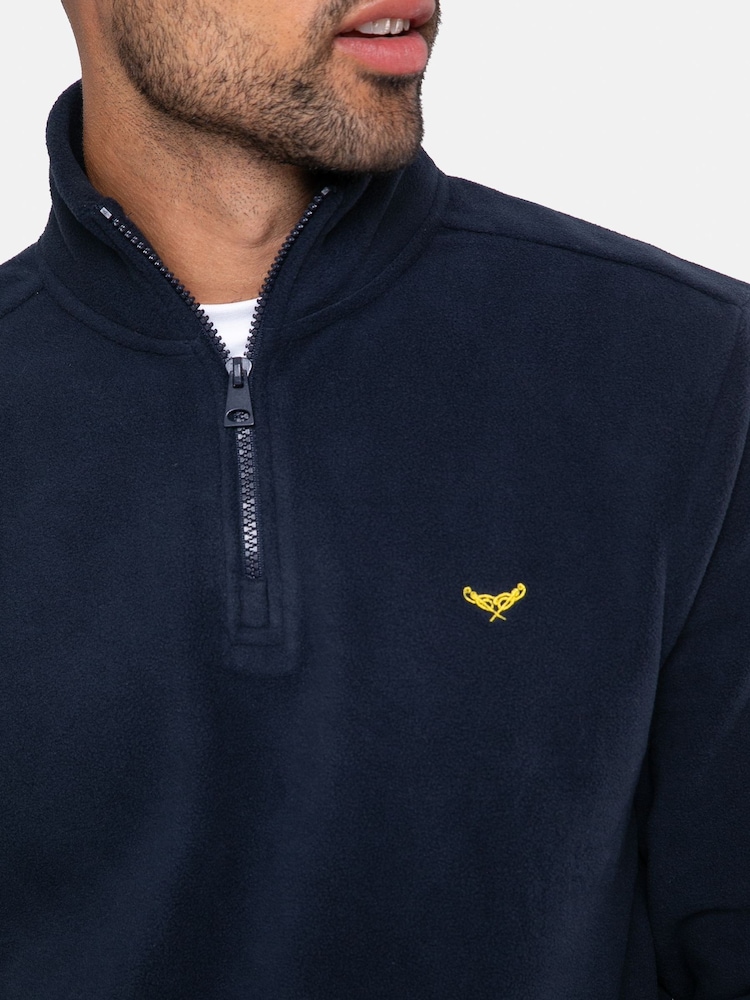 Threadbare Navy Blue Quarter Zip Fleece Sweatshirt - Image 4 of 4