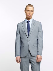 River Island Skinny Fit moška obleka droben zobčasti karo kotna; suknjič - Slika 1 iz 6