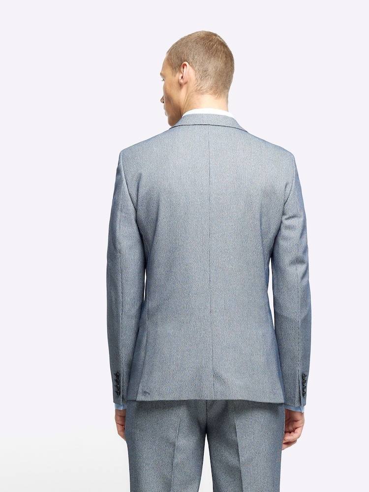 River Island Skinny Fit moška obleka droben zobčasti karo kotna; suknjič - Slika 2 iz 6