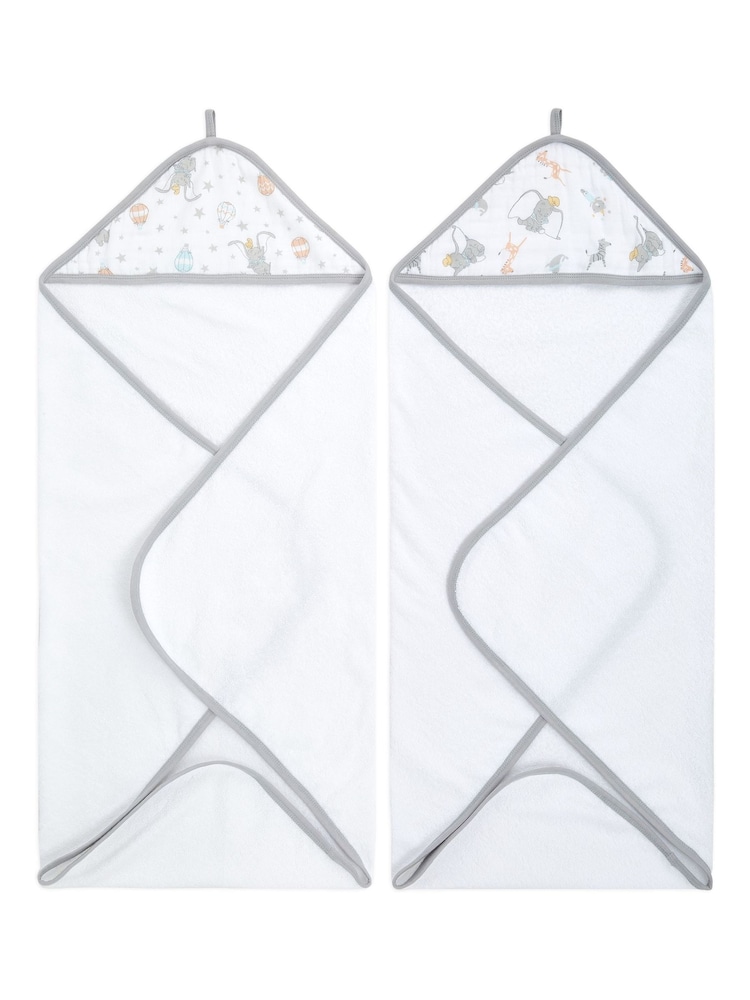 aden + anais White Essentials Hooded 100% Cotton Towels 2 Pack - Image 1 of 5