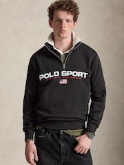 Polo Ralph Lauren Black Polo Sport Fleece Quater Zip Sweatshirt - Image 1 of 6