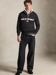 Polo Ralph Lauren Black Polo Sport Fleece Quater Zip Sweatshirt - Image 3 of 6