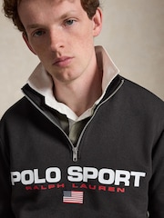 Polo Ralph Lauren Black Polo Sport Fleece Quater Zip Sweatshirt - Image 4 of 6