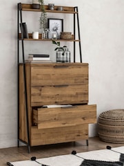 Dark Natural Bronx Ladder Oak Effect Chest of Drawers - Image 3 of 12