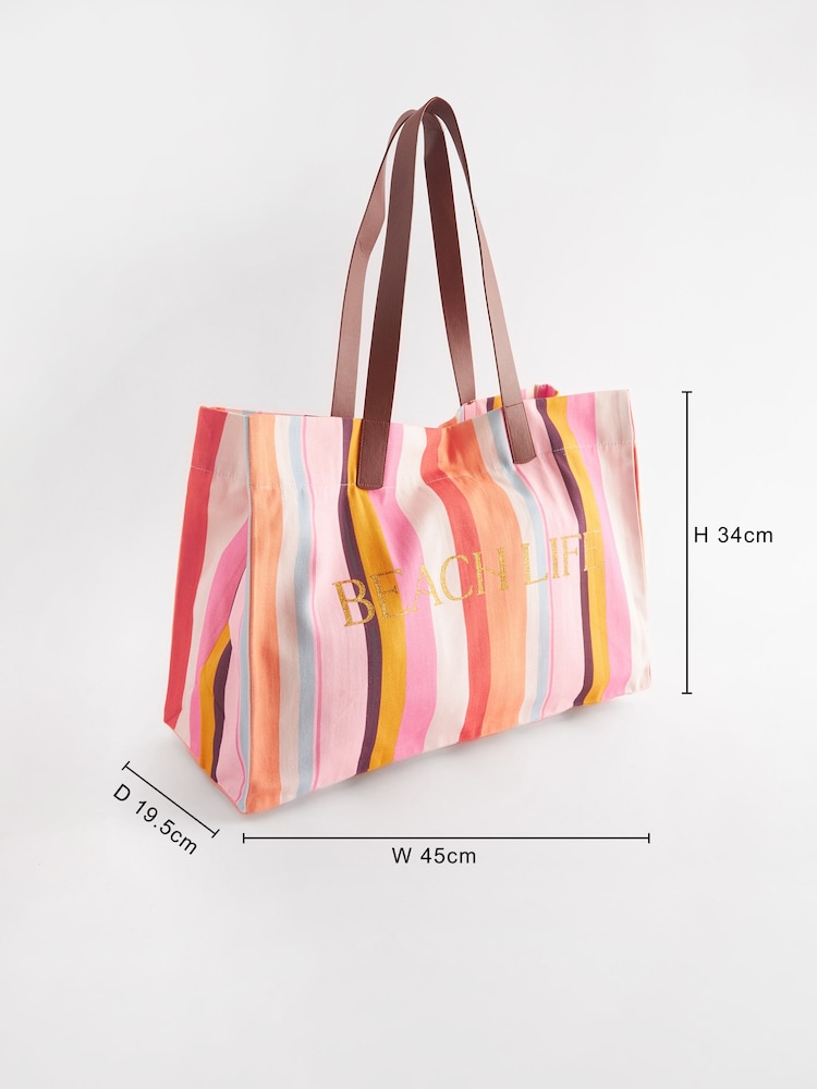 Multi Striped Beach Bag - Image 4 of 8