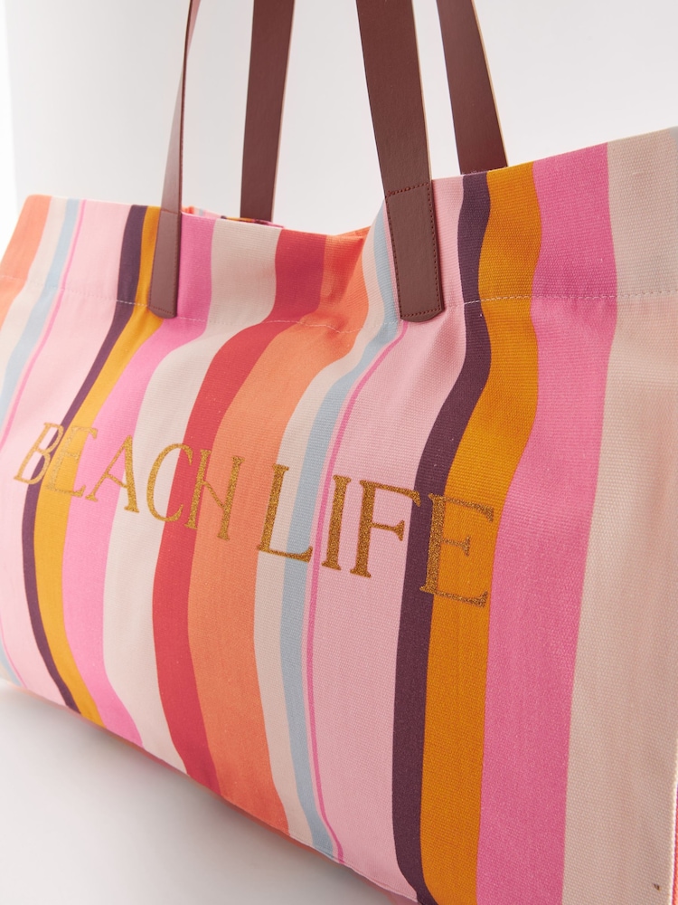 Multi Striped Beach Bag - Image 6 of 8