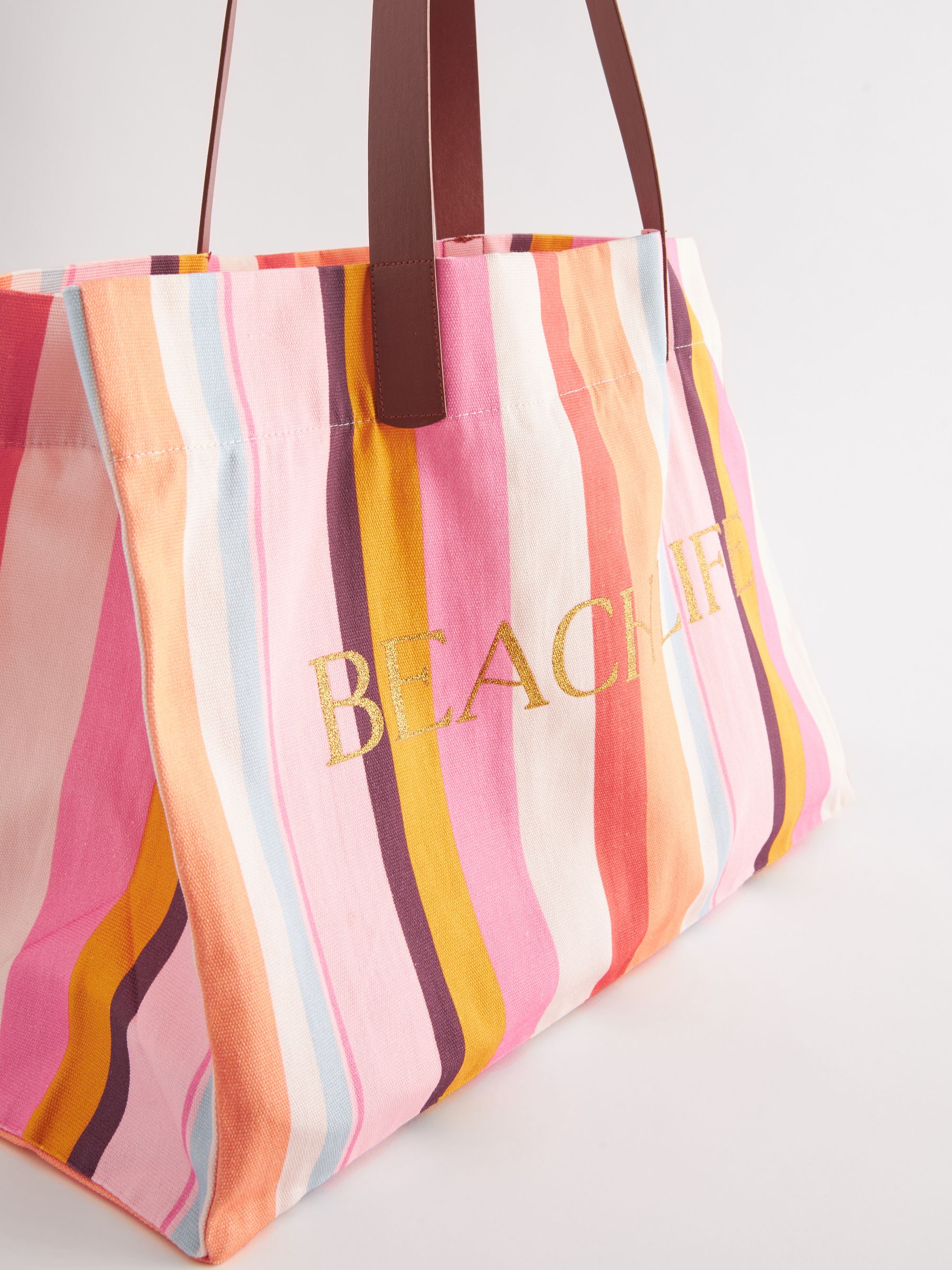 ☆EMIS☆ LINEN BEACH BAGPINKIVORY m1037_1334781 Buy Multi Striped Beach Bag from Next USA