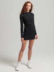 Superdry Black Rib Bodycon Dress - Image 3 of 5