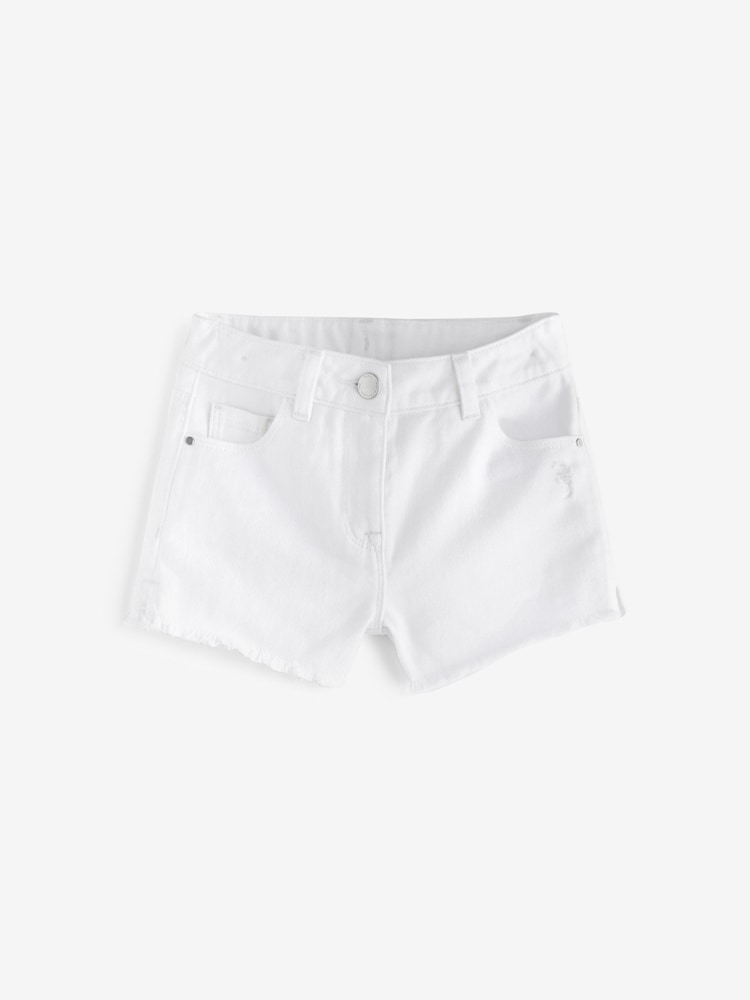 White Regular Length Frayed Edge Denim Shorts (3-16yrs) - Image 5 of 6