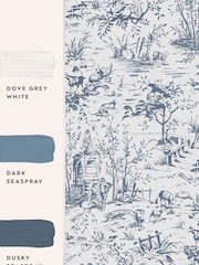 Laura Ashley Dark Seaspray Toile de Jouy 10M Wallpaper - Image 4 of 4