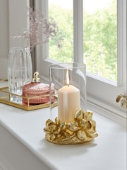 Gold Magnolia Flower Hurricane Candle Holder - Image 1 of 4