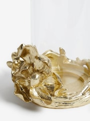 Gold Magnolia Flower Hurricane Candle Holder - Image 3 of 4