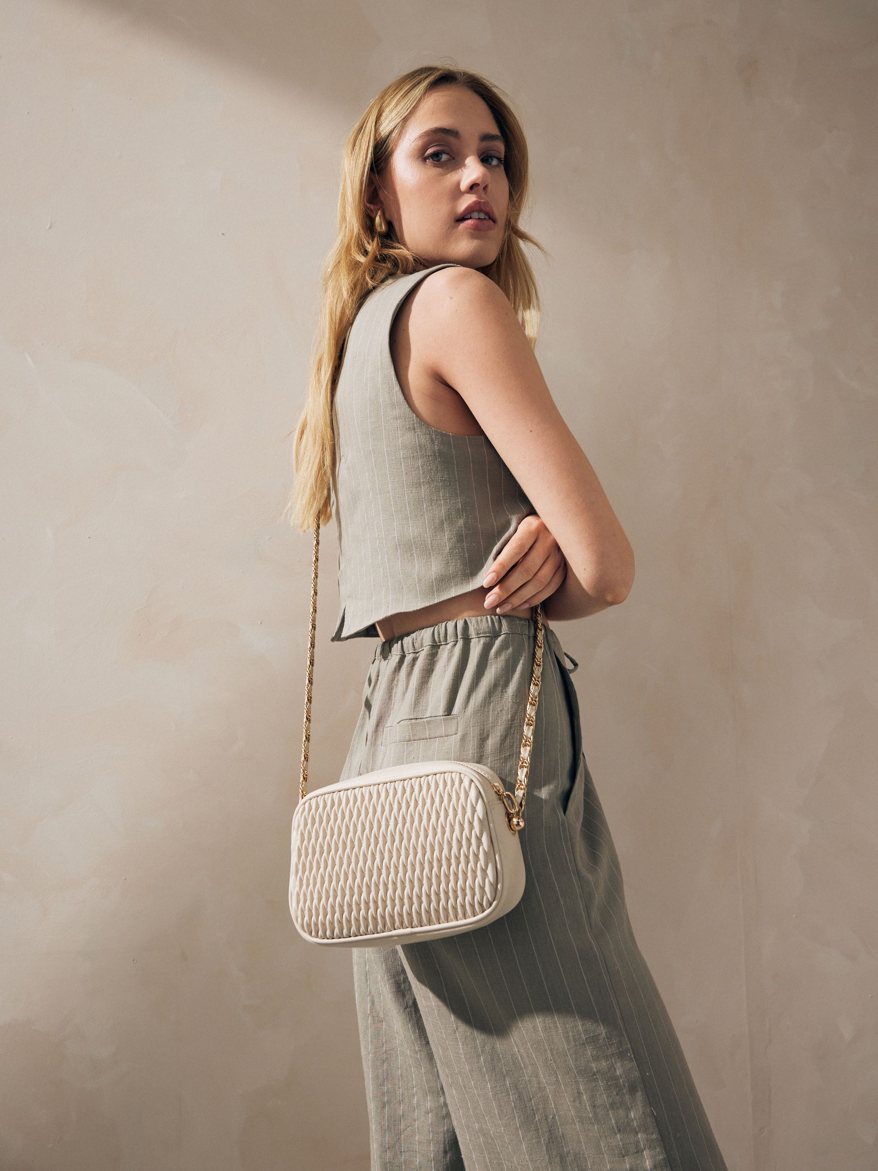 Buy Bone Quilted Camera Bag from Next Luxembourg