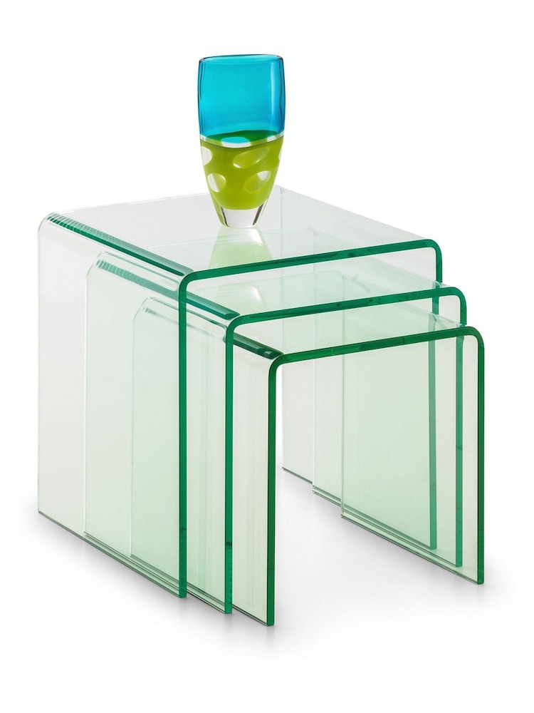 Julian Bowen Clear Amalfi Tempered Glass Nest of 3 Tables - Image 1 of 1