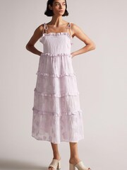 Ted Baker Puple Strappy Tiered Midi Dress - Image 1 of 1