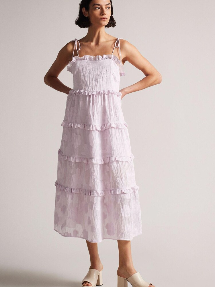 Ted Baker Puple Strappy Tiered Midi Dress - Image 1 of 1