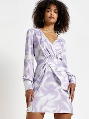 River Island Purple V-Neck Dress - Image 1 of 4